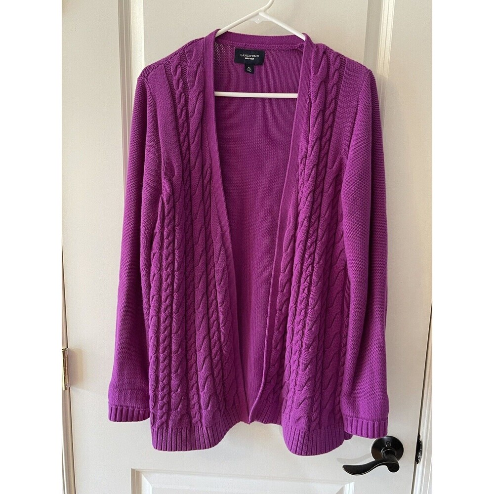 Lands End Women’s Size M 10-12 Pink Purple Drifter Cardigan Sweater